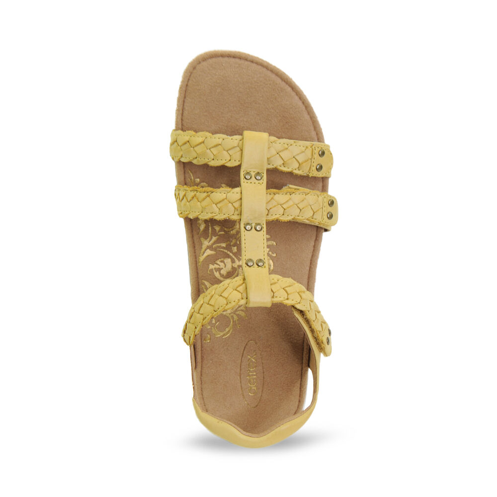 Aetrex Women's Reese Adjustable Gladiator Sandals - Yellow | USA HBGH1H5